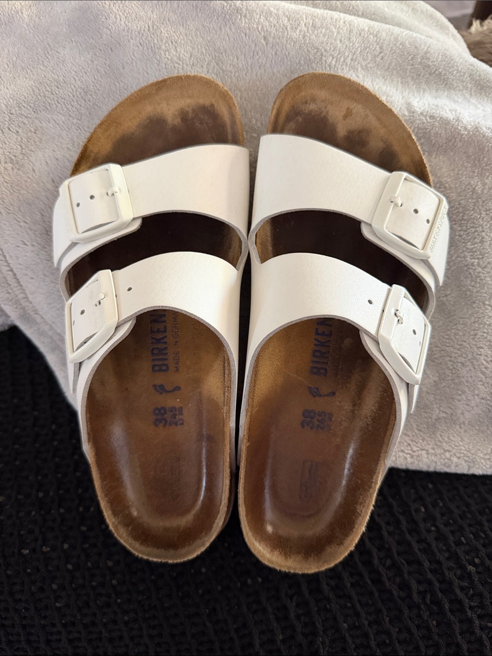 Birkenstock White Arizona Two-Strap Sandals